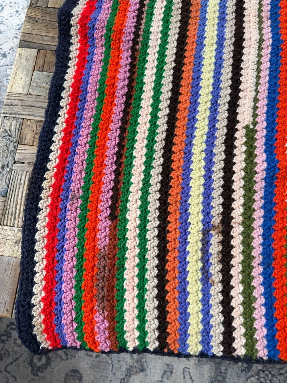 Multicolor Striped Crochet small Lap Blanket